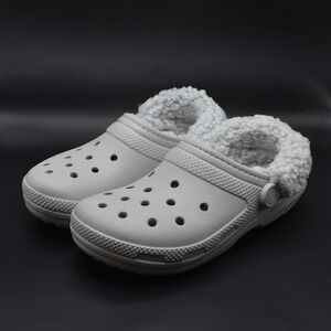 Crocs Classic Fleece Lined Clogs Light Grey Size Womens 8 Mens 6 211396-1FT NWT